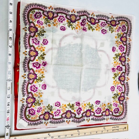 (2) Unused MiniScarfs19" : Celine Paris Red carriage horse +Blooming Floral (40) - Picture 11 of 12